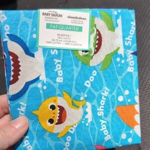 Baby Shark Kids Fabric Square - Blue and Yellow